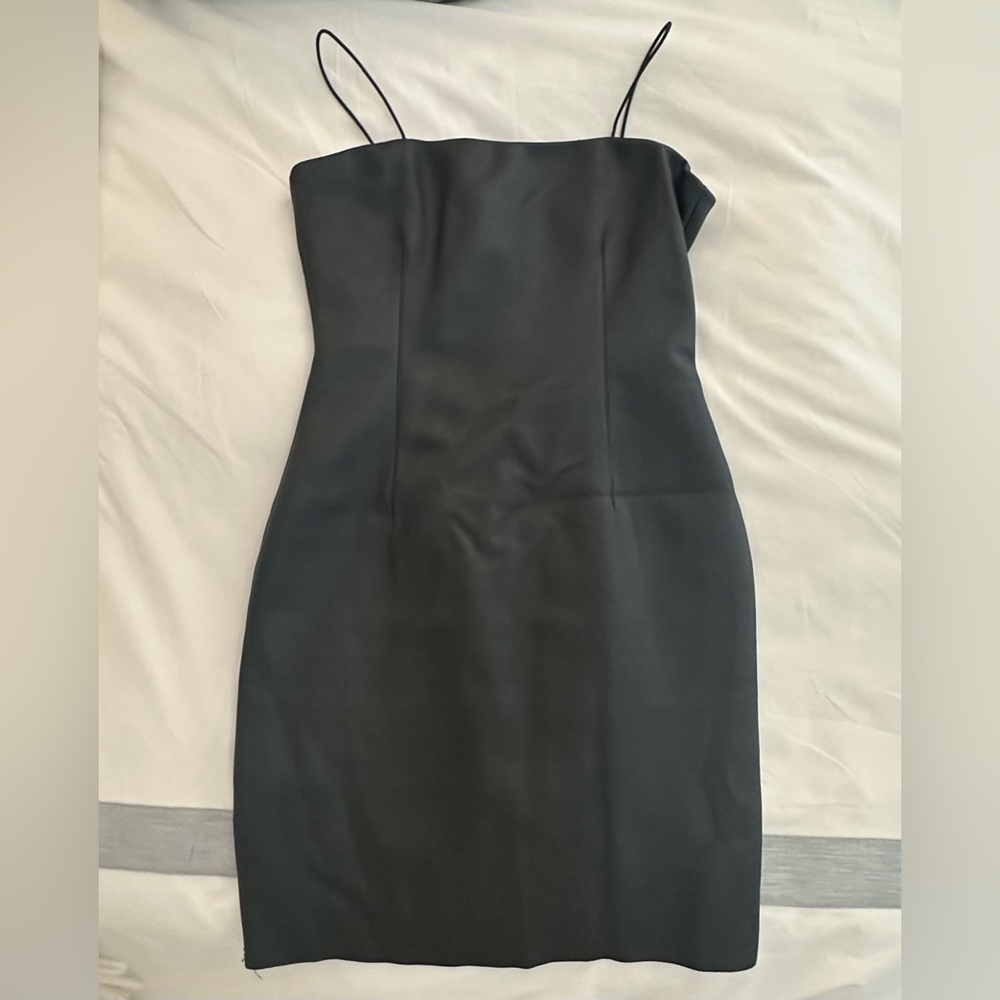 AQUA faux leather black body on dress